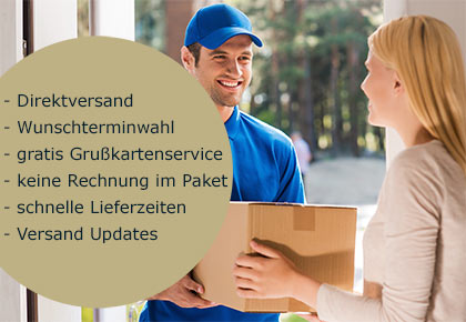 Geschenke verschicken lassen, schnelle Lieferzeiten, Direktversand, keine Rechnung im Paket, Versand updates