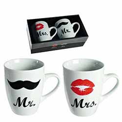 Z_118: Tassen 2er Set Mr und Mrs Porzellan Z_118: Tassen 2er Set Mr und Mrs Porzellan