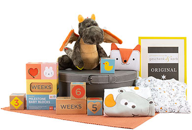 Baby Geschenkkorb DRACHE für Jungen und Mädchen