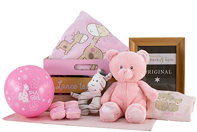 PETITE FILLE BABY GESCHENKKORB IN HOLZKISTE