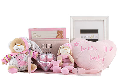 MÄDCHEN  BABY GESCHENKKORB FOLLOW YOUR HEART