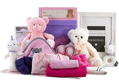 BABY GESCHENKKORB - BABYs TEDDY TRUME  title=