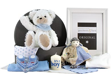 BABY GESCHENKKORB BAMBINO fr Jungen title=