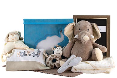 BABY GESCHENKKORB - ELEFANT & CO title=