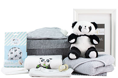 PANDABÄR - BABY GESCHENKKORB FÜR JUNGEN + MÄDCHEN