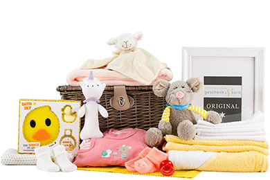 BABY GESCHENKKORB FÜR MÄDCHEN - SONNENSCHEIN