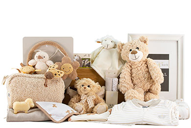 Neutraler BABY GESCHENKKORB - TRÄUMERLE 