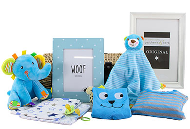 BABY GESCHENKKORB FR JUNGEN - WOOF -