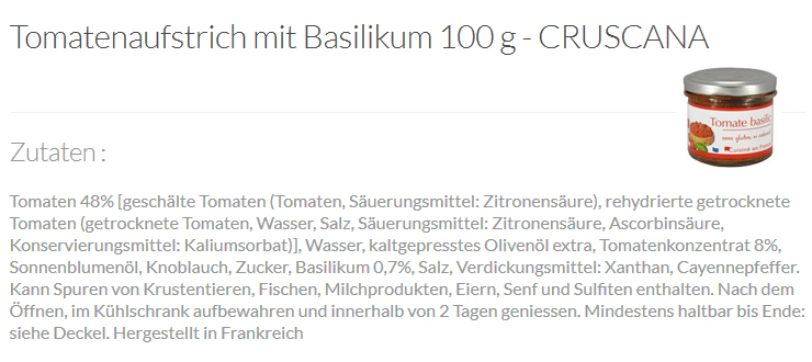 100 g Tomatenaufstrich mit Basilikum