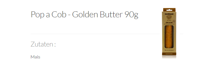 90 g Maiskolben Golden Butter für Popcorn