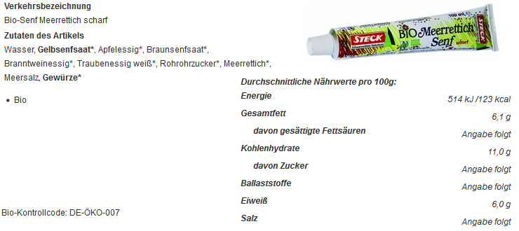 100 ml Bio-Senf Meerrettich